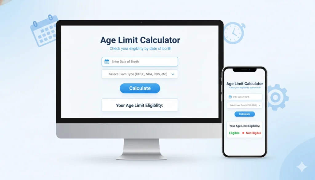 एज लिमिट कैलकुलेटर - Age Limit Calculator by Date of Birth