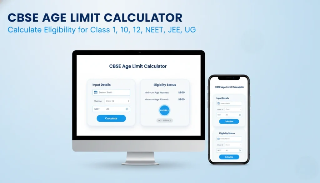 CBSE Age Limit Calculator - For 1, 10, 12, NEET, JEE, UG
