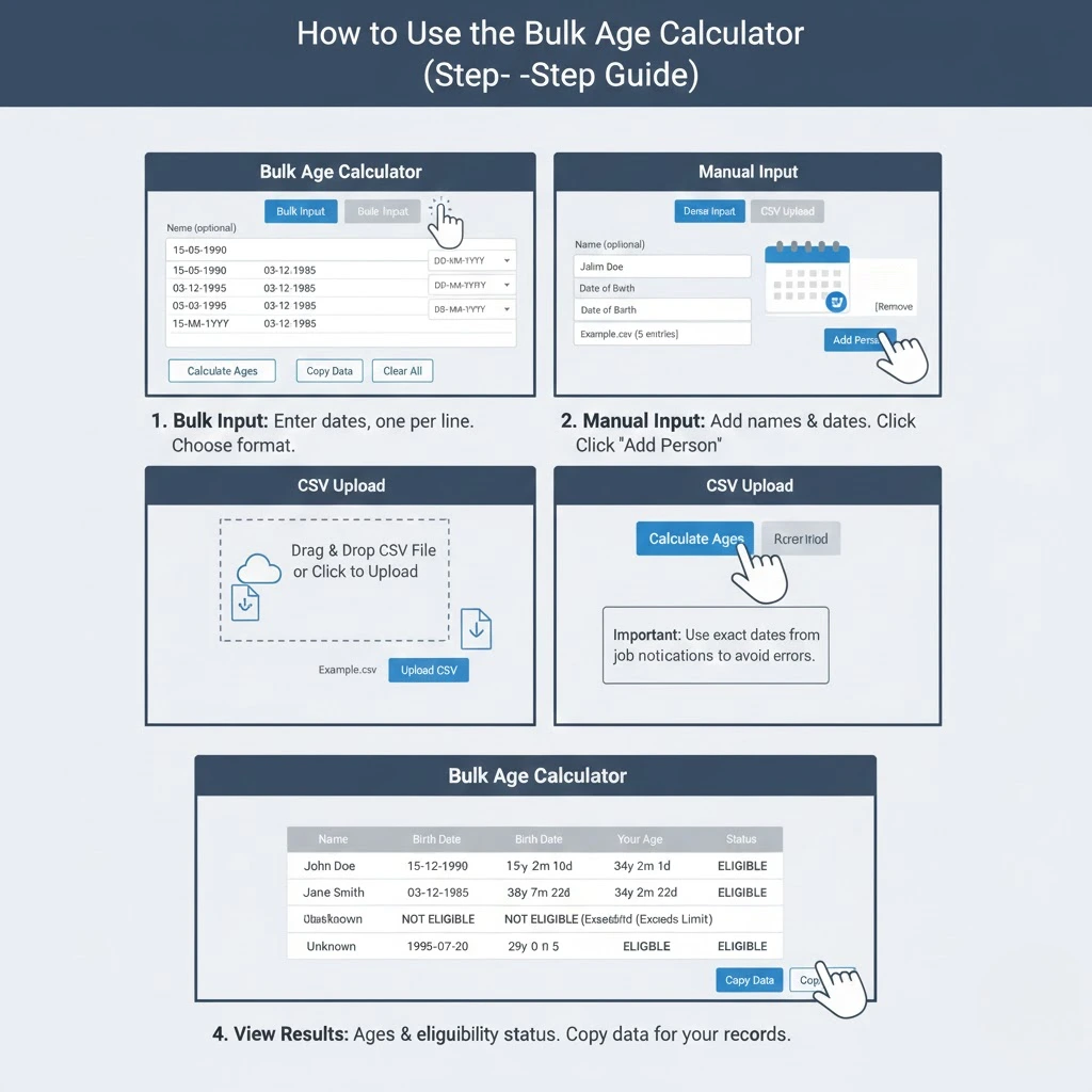 How to Use the Bulk Age Calculator (Step-by-Step Guide)
