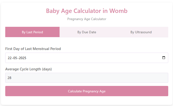 Baby Age Calculator in Womb